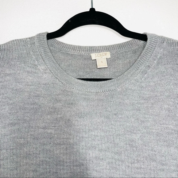 J. Crew Factory 100% Merino Wool Gray Faux Leather Pocket Sweater Small Women’s - Picture 2 of 13